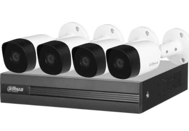 Dahua Kit de Vigilancia KITXVR1B04H Wiz Sense de 4 Cámaras CCTV Bullet y 4 Canales, con Grabadora y Accesorios