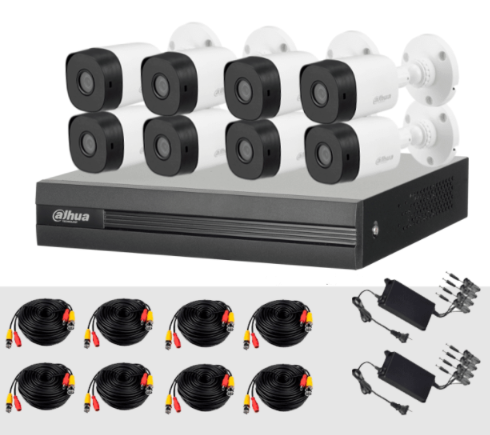 Dahua Kit de Vigilancia KITXVR1B08 Wiz Sense de 8 Cámaras CCTV Bullet con Grabadora de 8 Canales