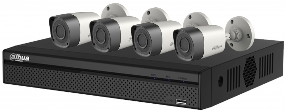 Dahua Kit de Vigilancia de 4 Cámaras Bullet 2MP y 4 Canales, Alámbrico, con Grabadora DVR