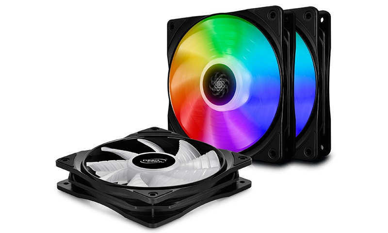 Ventilador DeepCool CF 120 RGB, 500 - 1500RPM, Negro - 3 Piezas