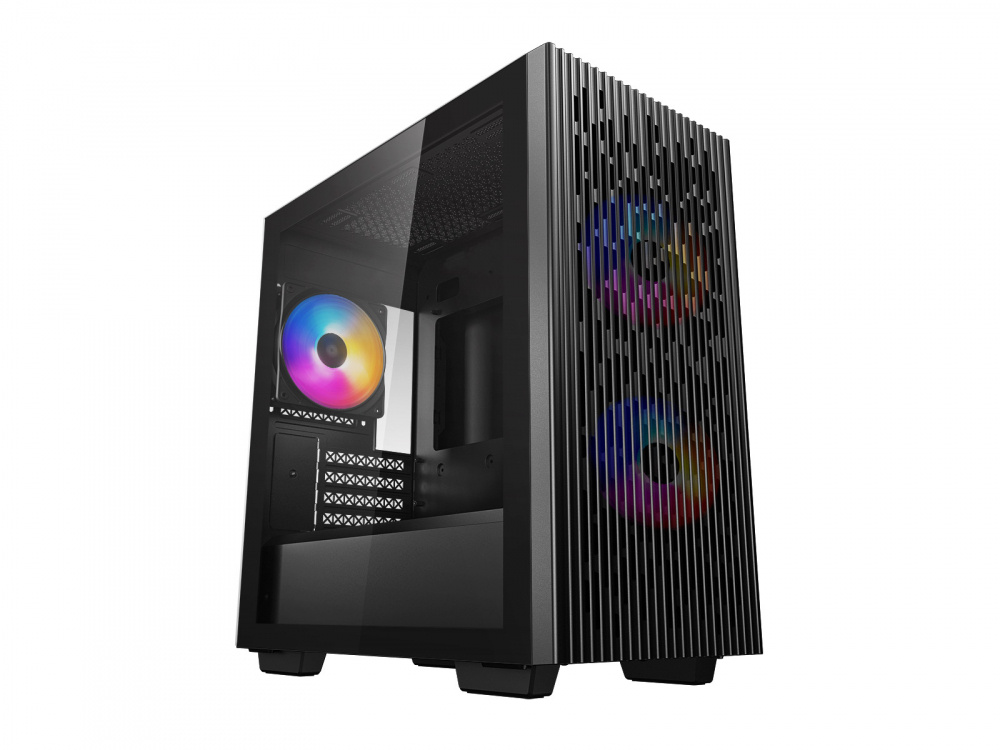 Gabinete DeepCool MATREXX 40 3FS con Ventana RGB, Micro-ATX, Mini-ITX/Micro-ATX, USB 2.0/3.0, sin Fuente, 3 Ventiladores RGB Instalados, Negro