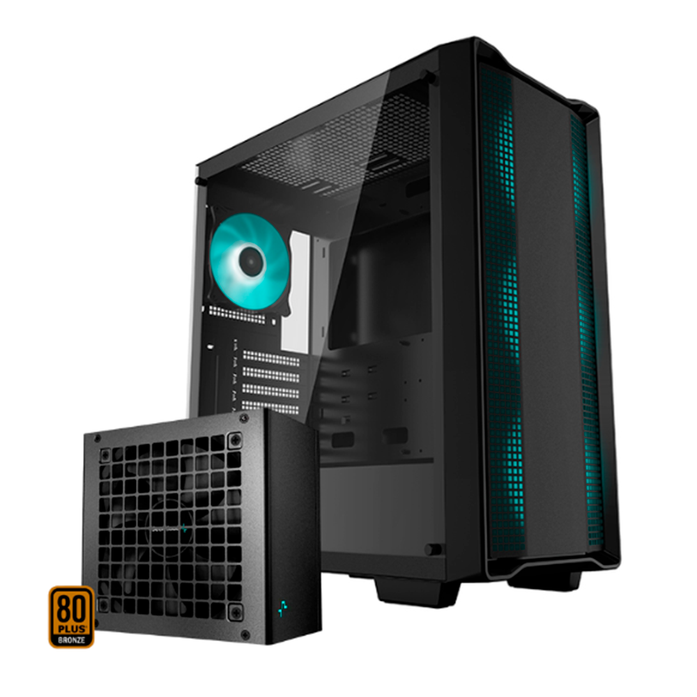 Gabinete DeepCool CC560, Midi-Tower, ATX/Micro-ATX/Mini-ITX, USB 2.0/3.0, con Fuente de 600W, 4 Ventiladores Instalados, Negro