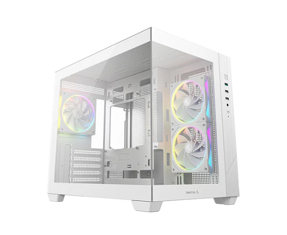 Gabinete DeepCool CG330 3F, Micro-Tower, Micro-ATX/Mini-ITX, USB 2.0/3.0, sin Fuente, 3 Ventiladores Instalados, Blanco