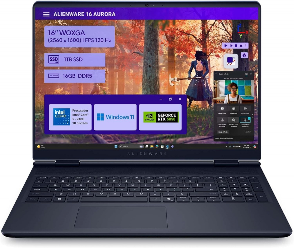 Laptop Gamer Dell Alienware AC16250, 16" 2560x1600, Intel Core 7 240H, NVIDIA GeForce RTX 5050, 16GB, 1TB SSD, Windows 11 Home, Español