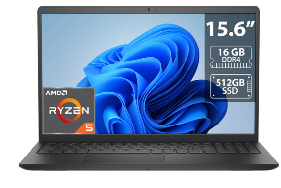 Laptop Dell LDC15255, 15.6" 1920x1080 Full HD, AMD Ryzen 5 7530U, 16GB, 512GB SSD, Windows 11 Home, Inglés
