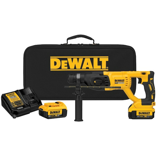 DeWALT Rotomartillo Eléctrico DCH133M2-B3, Inalámbrico, 1", 20V, Amarillo - Incluye 2 Baterias, 1 Cargador y 1 Mochila