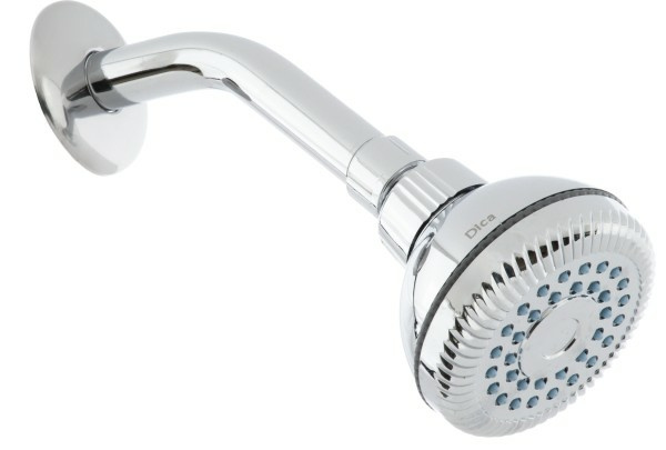 Dica Cabezal de Regadera 3" Redonda de Acero Inoxidable, Cromado ― Incluye Brazo y Chapetón