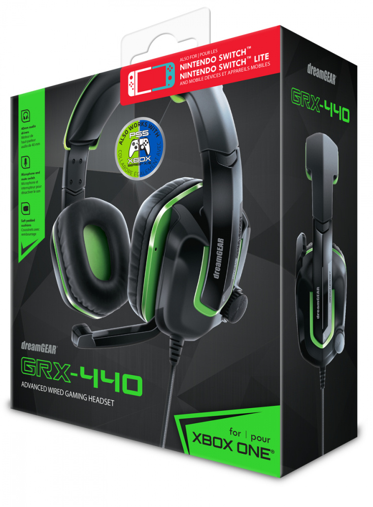dreamGEAR Audífonos Gamer GRX-440 para Xbox One, Alámbrico, 1.22 Metros, 3.5mm, Negro/Verde