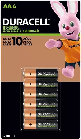 Duracell Pila Recargable AA, 6 Piezas