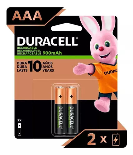 Duracell Pila Recargable AAA, 900mAh, 2 Piezas