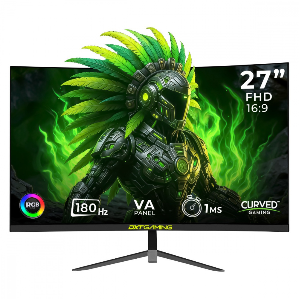 Monitor Gamer Curvo DXT Gaming DXTFL27F LED 27", 1920x1080 Full HD, 180Hz, HDMI/DisplayPort, Bocinas Integradas, Negro/Gris