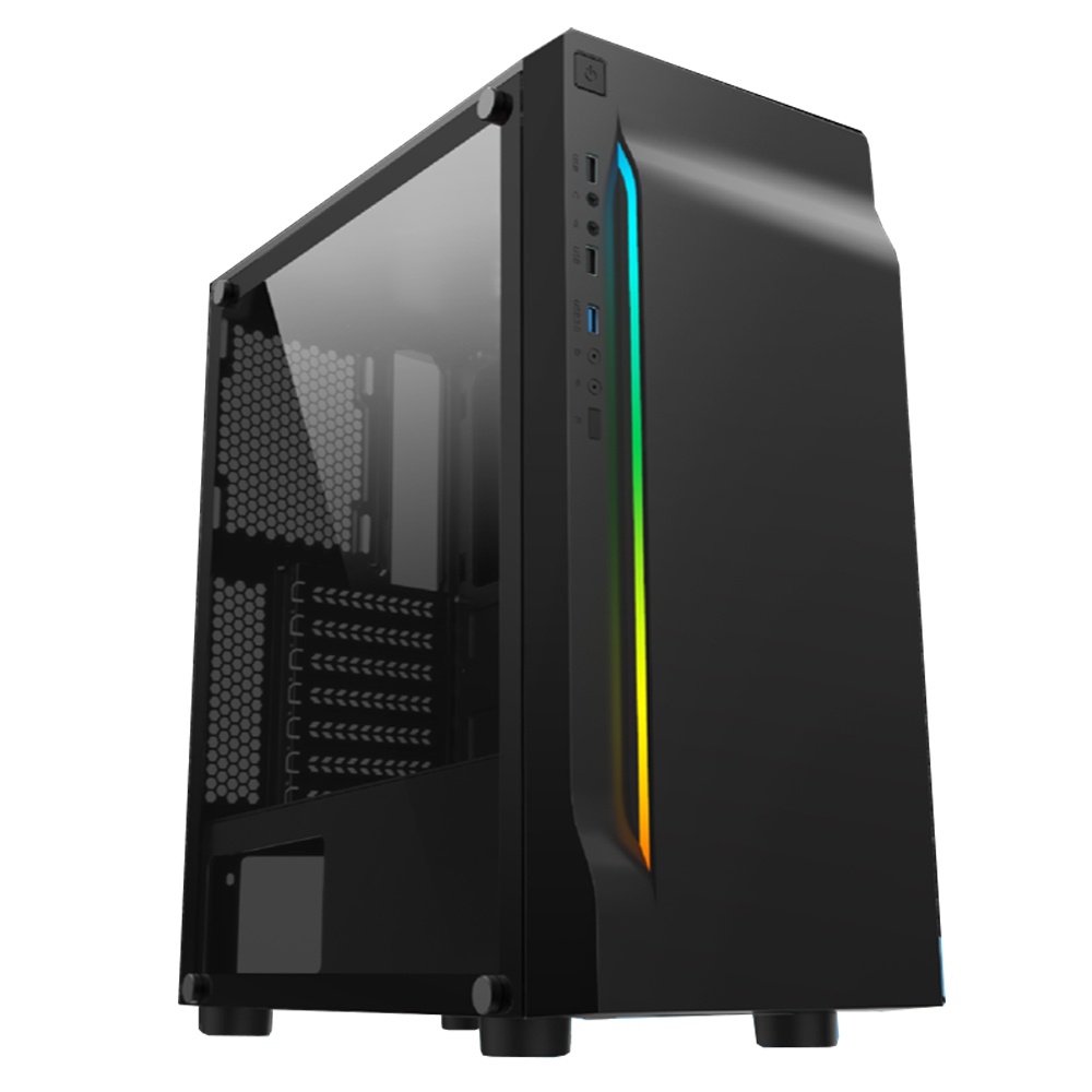 Gabinete Eagle Warrior Mission con Ventana RGB, Tower, ATX/Micro-ATX, USB 2.0/3.0, sin Fuente, Negro