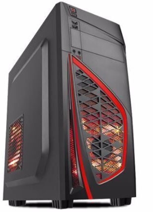 Gabinete Gamer Eagle Warrior CG-08R1, ATX/micro-ATX, 2x USB 2.0, sin Fuente, Negro/Rojo