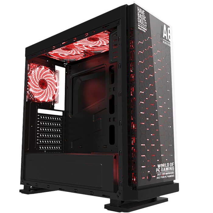 Gabinete Eagle Warrior Blade A6 con Ventana LED Rojo, Tower, ATX/Micro-ATX, USB 2.0/3.0, sin Fuente, Negro