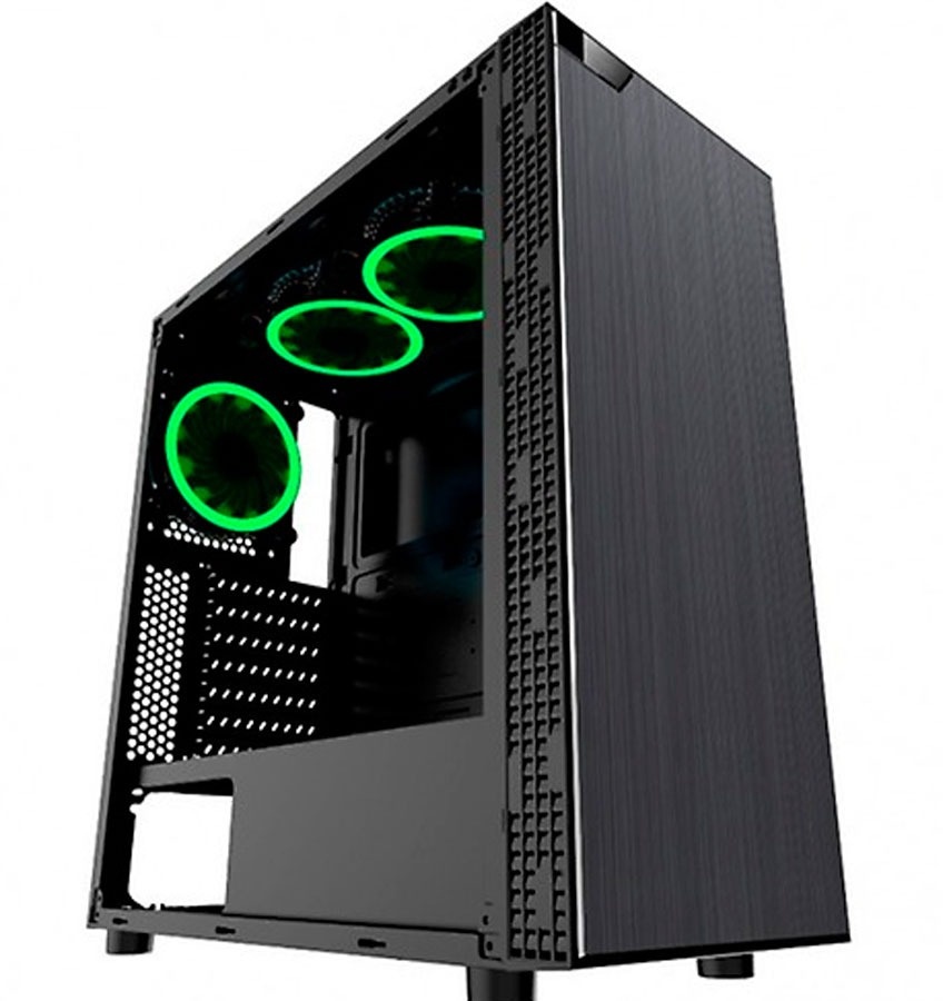 Gabinete Eagle Warrior Robot M con Ventana LED Verde, Tower, ATX/Micro-ATX, USB 2.0/3.0, sin Fuente, Negro