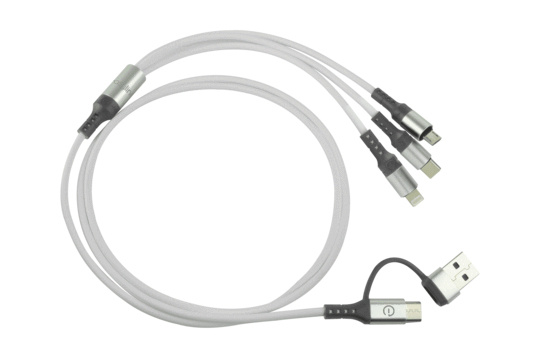 Easy Line Cable USB A Macho - USB C/Micro-USB B/Lightning Macho, 1.2 Metros, Blanco
