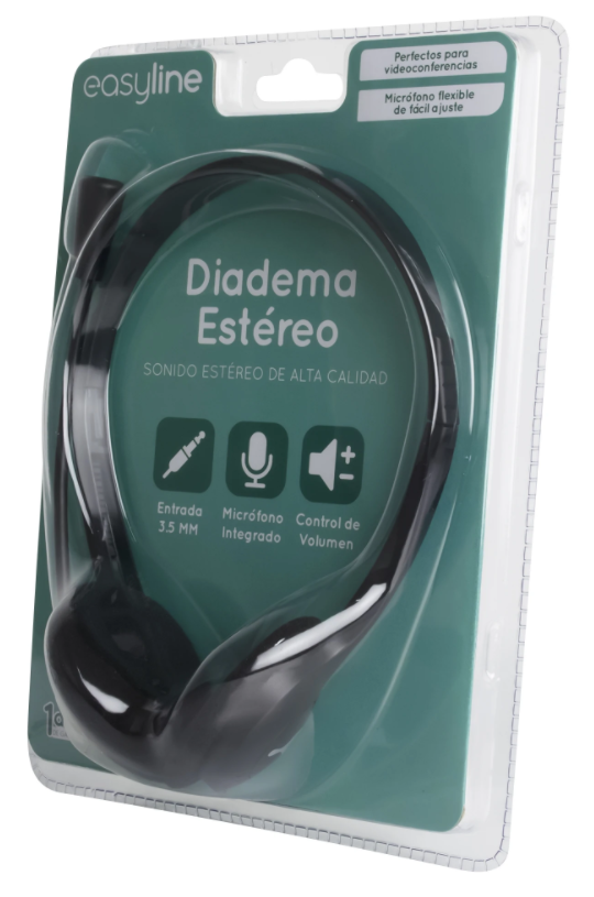Easy Line Audífonos EL-994787, Alámbrico, 1.8 Metros, 3.5mm, Negro