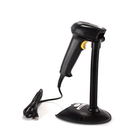 Black Ecco BESC2 Lector de Código de Barras Láser 1D - Incluye Cable USB y Base