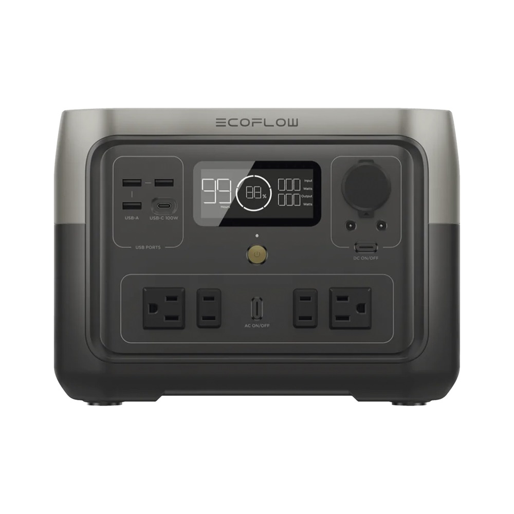 EcoFlow Estación de Carga River 2 Max, 500W, 512Wh, 3x USB-A, 1x USB-C, 1x Salida DC, 4x Salidas AC, Negro