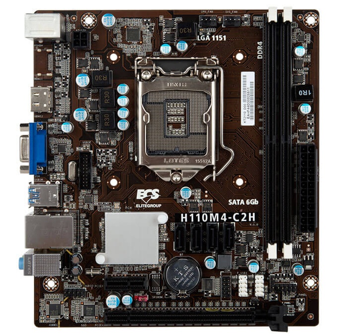Tarjeta Madre ECS Micro ATX H110M4-C2H, S-1151, Intel H110, 32GB DDR4 para Intel