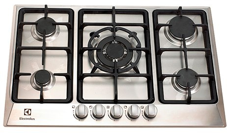 Electrolux Parrilla ETGF30T0RMLS, 5 Quemadores de Gas, Plata/Negro