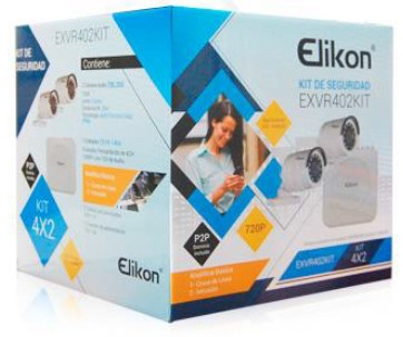 Elikon Kit de Vigilancia EXVR402KIT de 2 Cámaras Bullet y 4 Canales, con Grabadora DVR