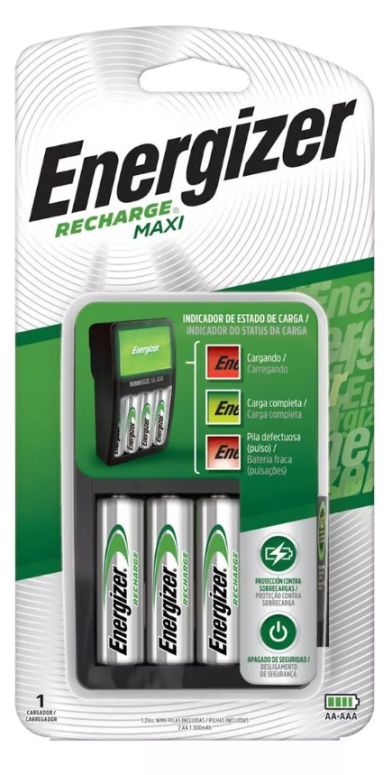 Energizer Cargador de Pilas AA Maxi Recharge - Incluye 2 pilas AA