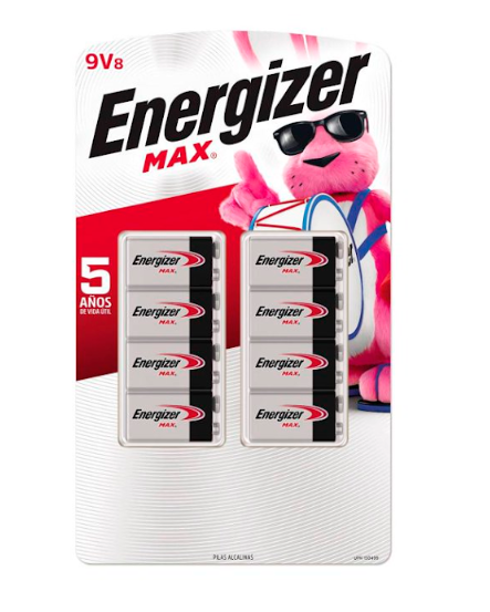 Energizer Pila Recargable D, 9V, 8 Piezas