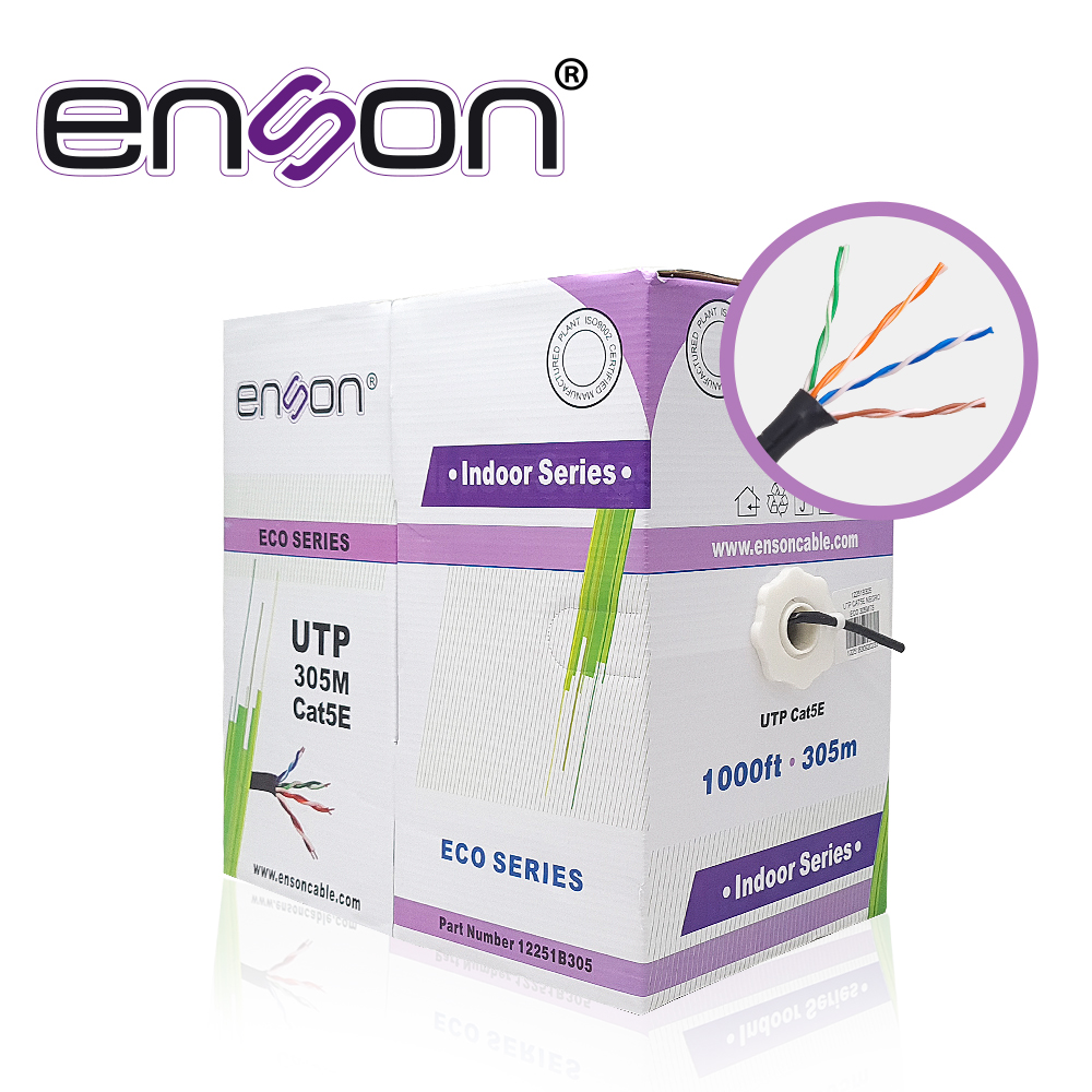 Enson Bobina de Cable Ethernet Cat5e, UTP, 305 Metros