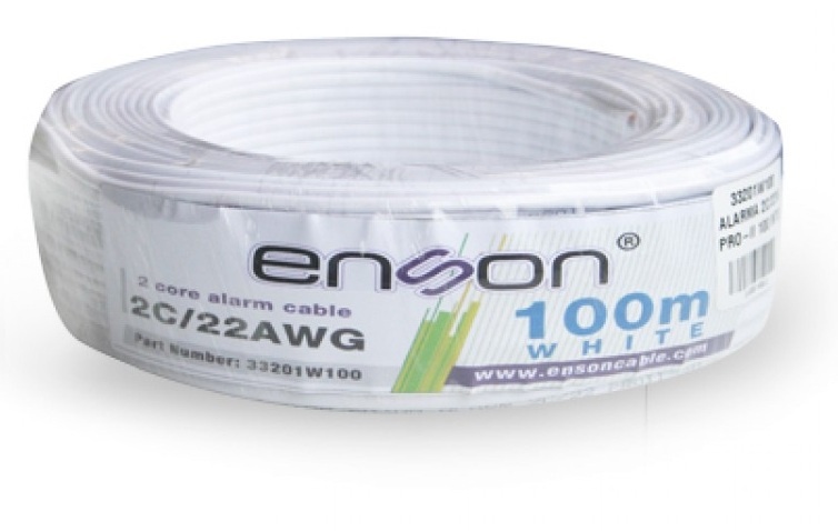 Enson Bobina de Cable Alarma 33201W100 2C/22W PRO-II, 100 Metros, Blanco