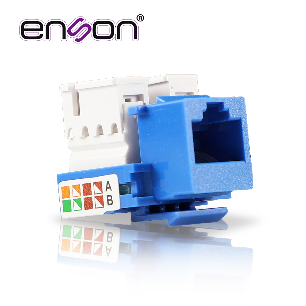 Enson Conector Jack RJ-45 Cat6 90 Grados, Azul