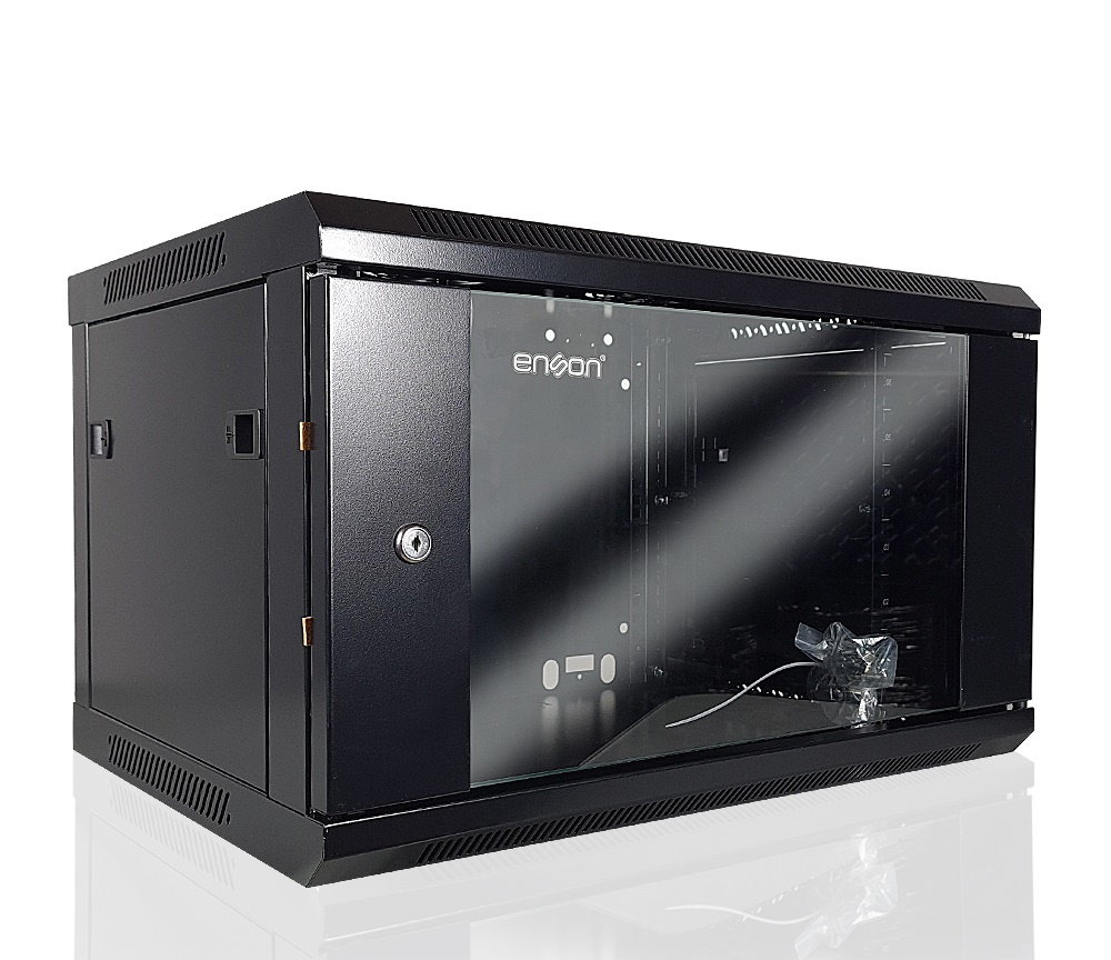 Enson Gabinete de Pared 6U, hasta 60KGs, Negro ― Requiere Ensamblarse ― Tiene varios raspones y un doblez que dificulta pero no impide el armado.