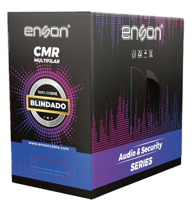 Enson Bobina de Cable para Alarma y Sonido, 16 AWG, 305 Metros, Gris