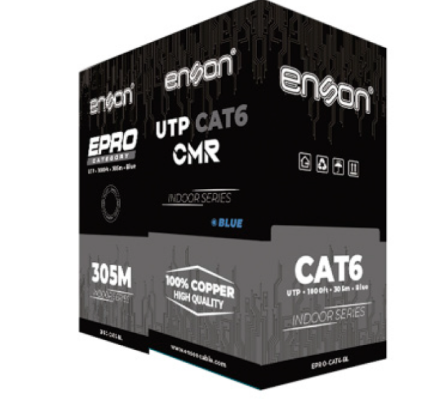 Enson Bobina de Cable Ethernet Cat6, UTP, 305 Metros