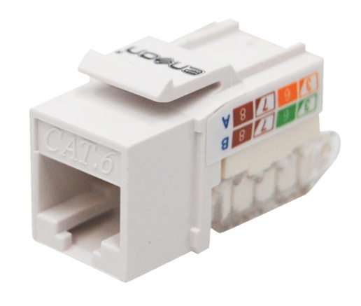 Enson Jack de Red Cat6, RJ-45, Blanco