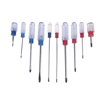 Epcom Juego de Desarmador de Mango de Plástico y Puntas Planas/Phillips Magnéticas EP-970A, 10 Piezas, Rojo/Azul