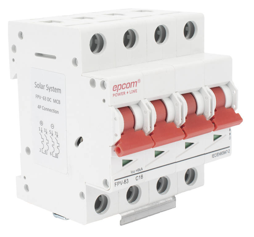 Epcom Protección Térmica 4 Polos, 16A, 1200V, para Aplicación Fotovoltaica