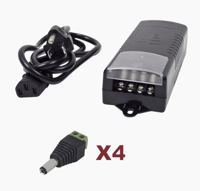 Epcom Fuente de Poder para Cámara CCTV K2-PS12DC4C, Entrada 240V, Salida 15V, 5A — Incluye Conectores JR-53/52
