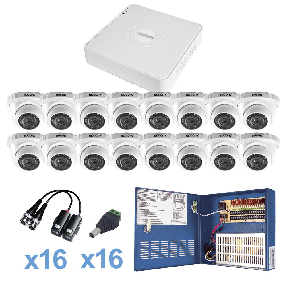 Epcom Kit de Vigilancia TurboHD KESTXLT16EW de 16 Cámaras CCTV Domo y 16 Canales, max. 6TB, con Grabadora