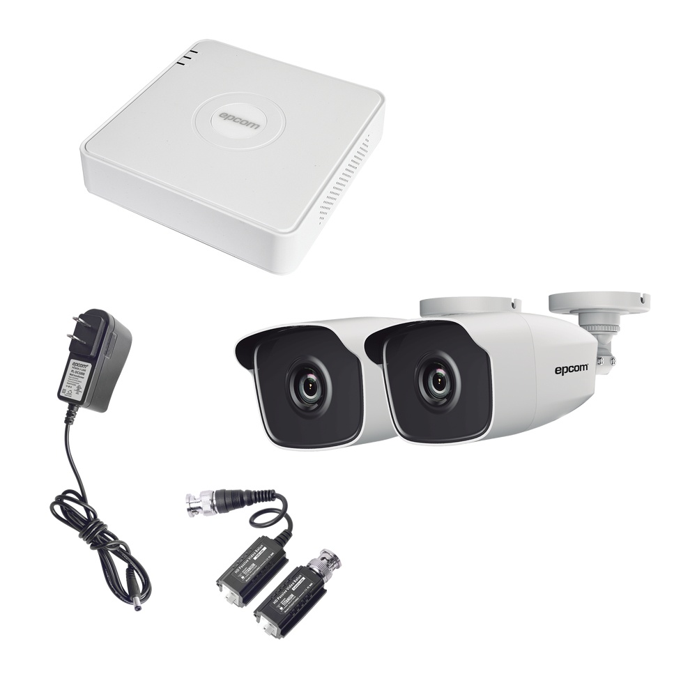 Epcom Kit de Vigilancia KESTXLT2BW de 2 Cámaras CCTV Bullet y 4 Canales, con Grabadora
