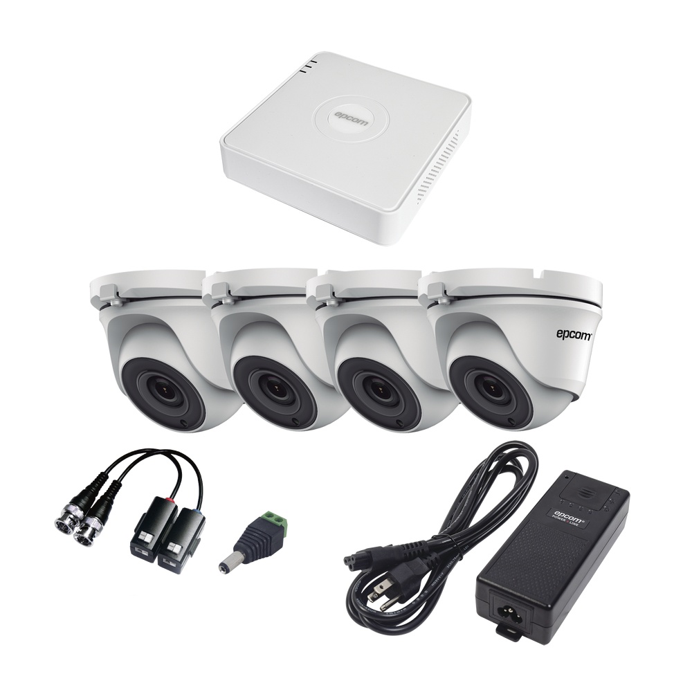 Epcom Kit de Vigilancia KESTXLT4EW de 4 Cámaras CCTV Domo y 4 Canales, con Grabadora