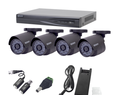 Epcom Kit de Vigilancia KEVTX8T4B de 4 Cámaras Bullet , 4 Canales, Alámbrico, con Grabadora (no Incluye Disco)