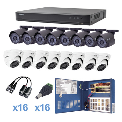 Epcom Kit de Vigilancia KEVTX8T8B/8EW de 16 Cámaras y 16 Canales, con Grabadora DVR