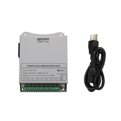 Epcom Fuente de Poder para Cámara PL-8C-15DC, 8 Canales, Entrada 100 - 240V, Salida 12 - 15V