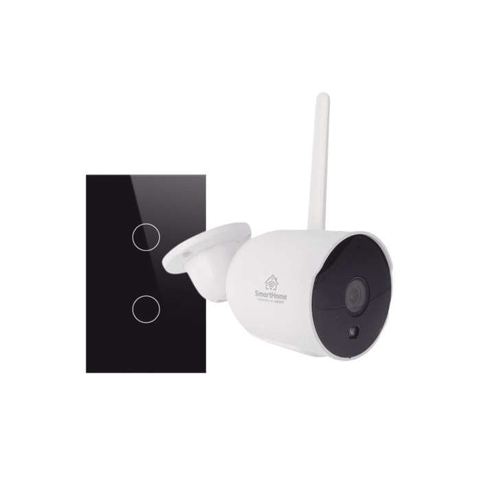 Epcom Pulsador de Botón SH1CAM1SK, 2 Botones, Wi-Fi, Negro,Incluye 1 Cámara WiFi