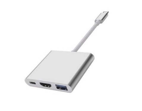Epcom Adaptador USB-C 3.1 Macho - 1x HDMI/USB-C/USB-A Hembra, Negro
