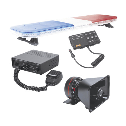 Epcom Barra de Luces LED X67-RB, Exterior, 10 - 14V, 12A, Azul/Rojo, para Seguridad Pública, Incluye Bocina, Sirena y Barra de Luces