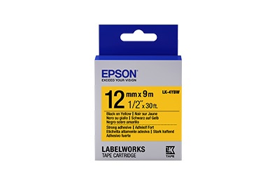 Cinta Epson LabelWorks LK-4YBW Negro sobre Amarillo, 12mm x 9m