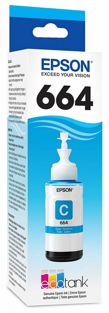 Tanque de Tinta Epson 664 Cian, 70ml, 6.500 Páginas 