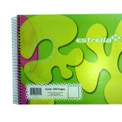 Estrella Cuaderno Forma Italiana Cuadriculado 160, 100 Hojas, Blanco
